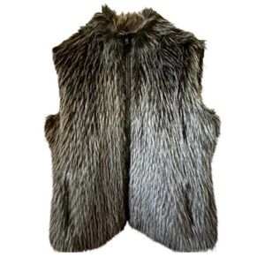 🌸Like New🌸 Pamela McCoy Collections Faux Fur Leather Trimmed Vest, Size Medium